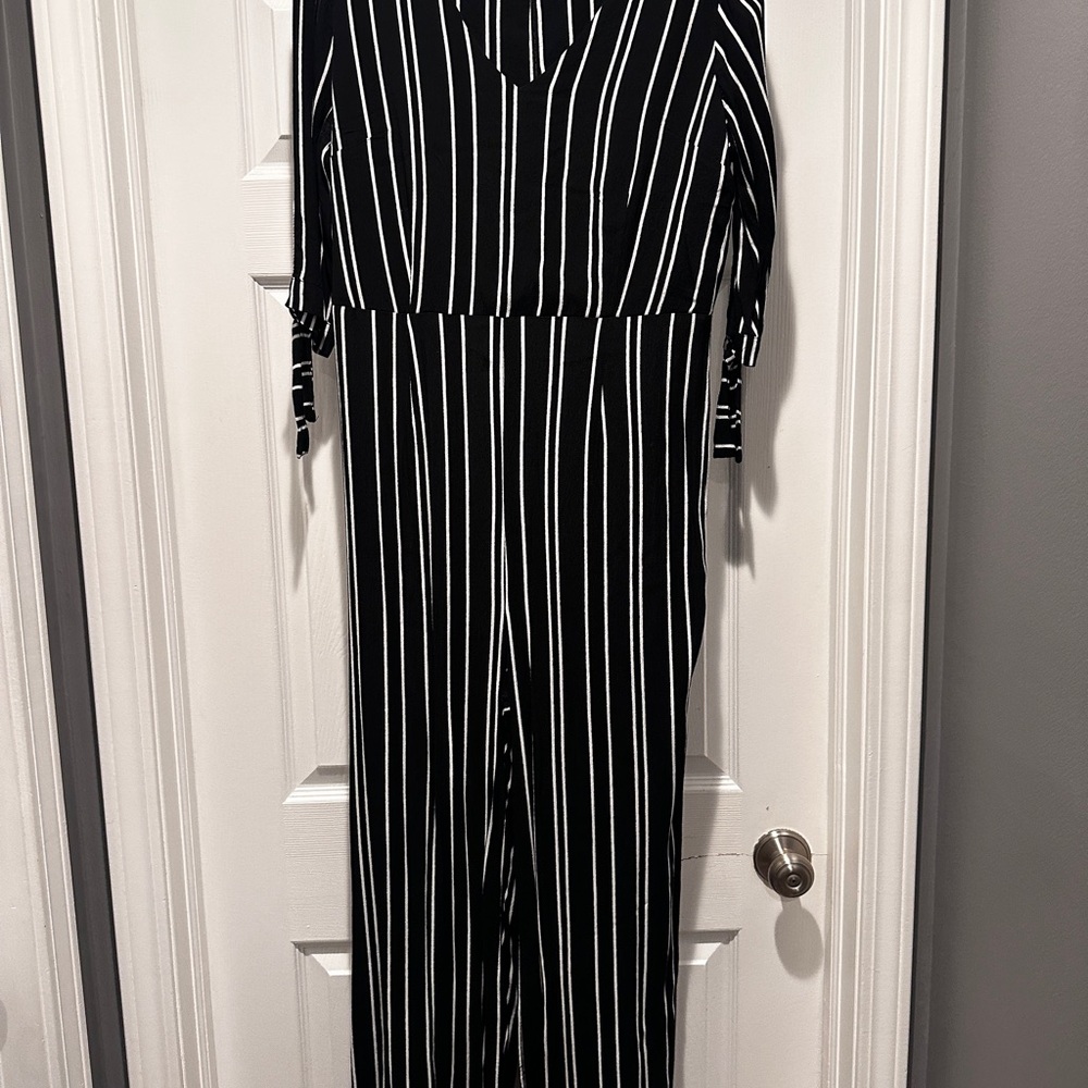 Black and White Striped Jumpsuit